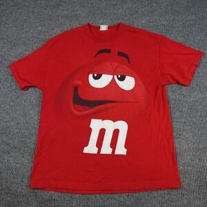 Vintage M&M's Shirt Mens XL Red Red M&M Face Graphic Cartoon Chocolate Candy